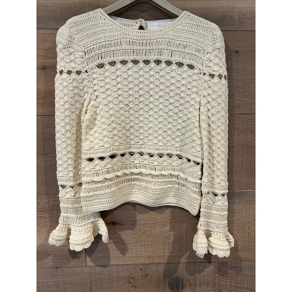 NWOT Zimmermann Waverly cream Crochet Crewneck Top shirt blouse size 0/ US 4 - Picture 4 of 8